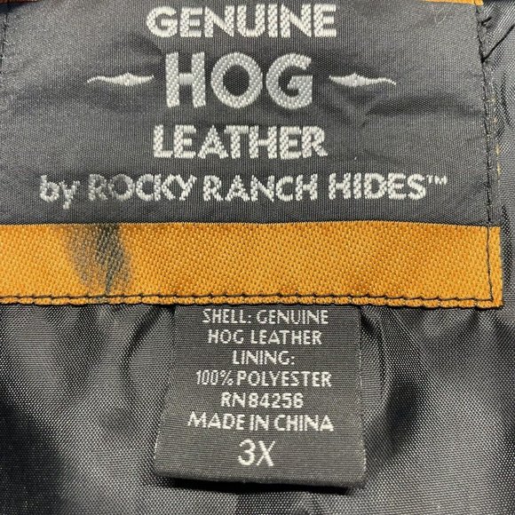 Rocky Ranch Hides Mens 3X Genuine Hog Leather Vest Black Biker Motorcycle Moto - Picture 6 of 6